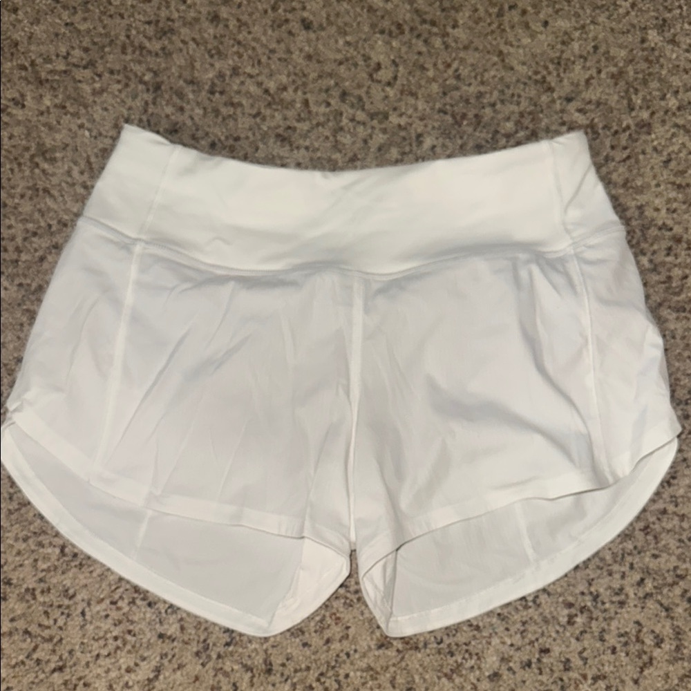 Women's White Speed Up Shorts Low Rise 4”